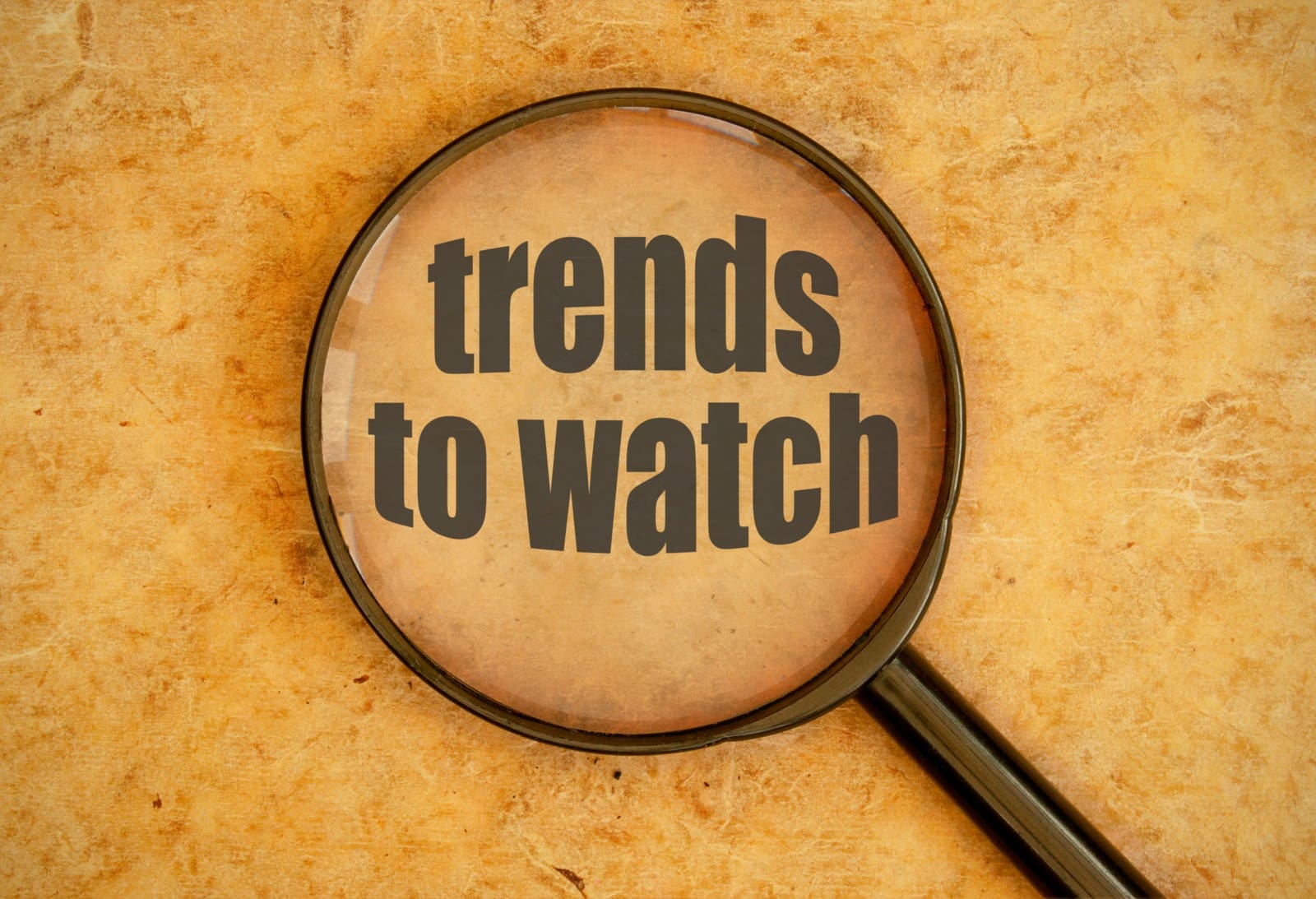 An insurance broker singapore magnifying glass with the words trends to watch.